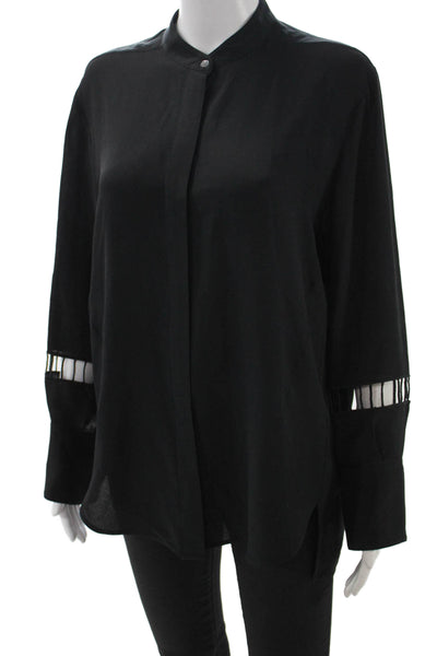3.1 Phillip Lim Womens Tunic Black Silk Collared Long Sleeve Size 6