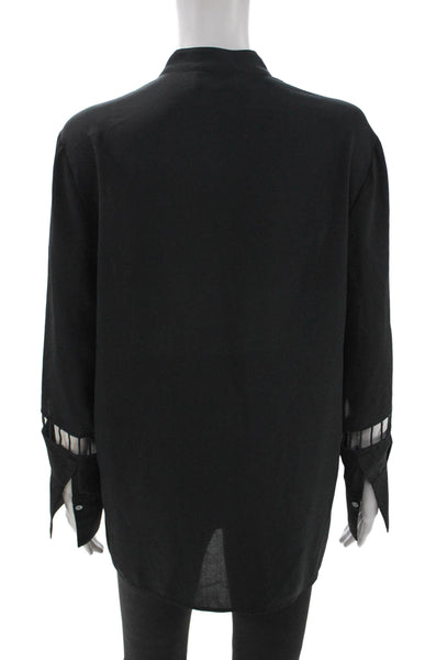 3.1 Phillip Lim Womens Tunic Black Silk Collared Long Sleeve Size 6