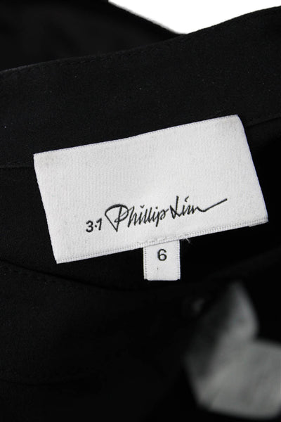 3.1 Phillip Lim Womens Tunic Black Silk Collared Long Sleeve Size 6