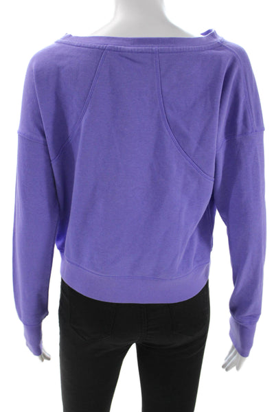 Nike Womens Purple Cotton Boat Neck Pullover Sweatshirt Long Sleeve Size XS