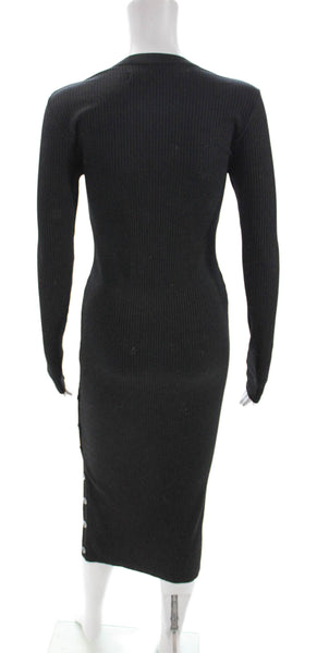 Enza Costa Women Bodycon Dress Black Viscose Long Sleeve Crew Neck Size S