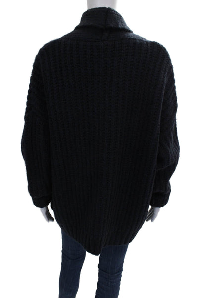 Zara Womens Cardigan Sweater Blue Acrylic Collared Long Sleeve Size S
