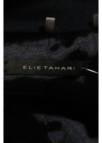 ELIE TAHARI Dark Blue V Neck Long Sleeve Single Button Up Blazer Sz 8