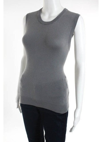 J Crew Gray Cotton Sleeveless Stretch Knit Shell Sweater Size Small