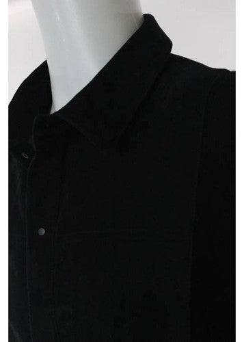 ALEXANDER WANG Black Suede Knit Long Sleeve Button Down Sweater Sz IT 50