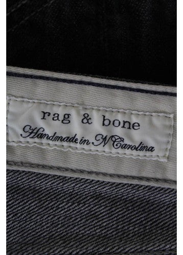 RAG & BONE Black Cotton Relaxed Fit Straight Leg Denim Jeans Sz 37