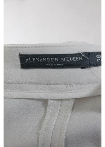 Alexander McQueen White Creased Trousers Dress Pants Size 38