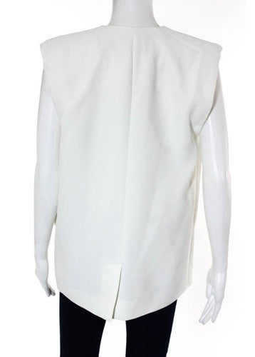 NWT IRO White Sleeveless V Neck Asymmetrical Wallony Jacket Sz EUR 38 $457