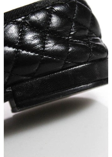 FS/NY Black Leather Cap Toe Bow Detail Flats SZ 35 5