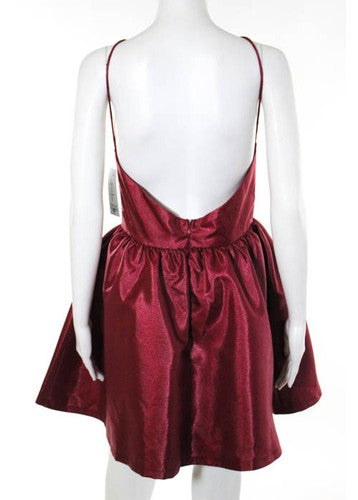 NWT L'ATISTE BY AMY Burgundy Sleeveless Open Back A Line Dress Sz M $115