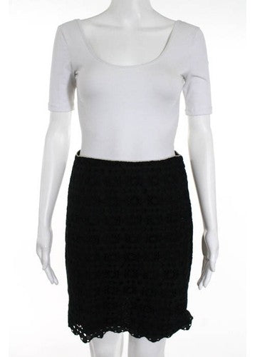 J CREW Black Floral Cotton Mini A Line Skirt Sz 2