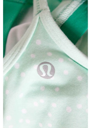 Lululemon Mint Green White Polka Dot Spaghetti Strap Racerback Tank Top Size 4