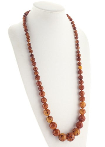 Kenneth Jay Lane Brown Spotted Resin Beaded Strand Hook Necklace