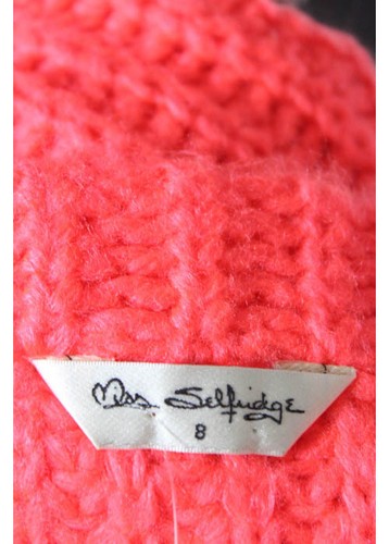 Miss Selfridge Neon Coral Long Sleeve Mock Neck Sweater Size 8