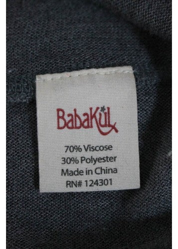 BABAKUL Gray Long Sleeve Deep V-Neck Blouse Top Sz S