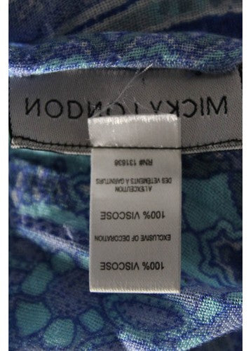 MICKY LONDON Blue White Paisley Print Strappy Beaded Accented Infinity Scarf