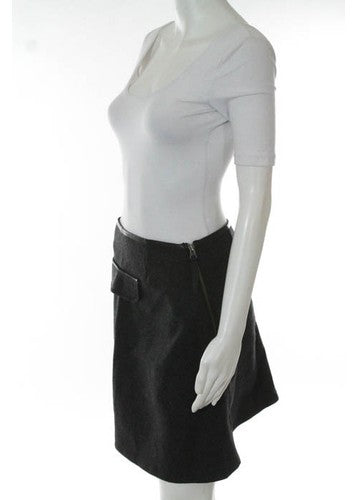 ELIZABETH ROBERTS Dark Gray Solid A Line Zip Up Skirt Sz M