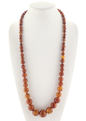 Kenneth Jay Lane Brown Spotted Resin Beaded Strand Hook Necklace