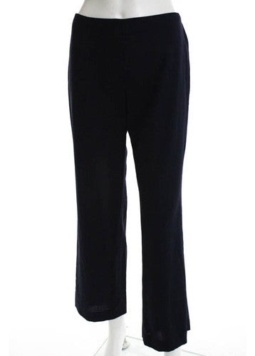 Ralph Lauren Navy Blue Wool High Waist Wide Leg Loose Fit Trousers Size 6