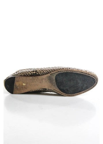 ALEXANDRE BIRMAN Cream Python Round Toe Ballet Flats SZ 8