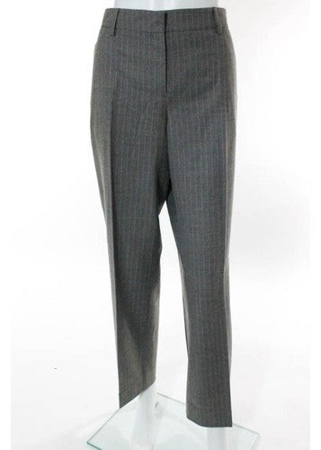 Inncotex Charcoal Wool Striped Wide Leg Trouser Dress Pants Size Italian 48