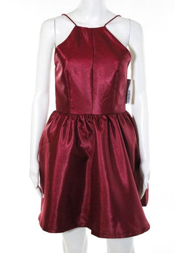NWT L'ATISTE BY AMY Burgundy Sleeveless Open Back A Line Dress Sz M $115