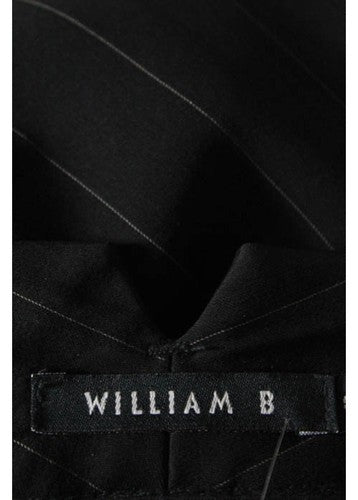 William B Black Pinstriped Wide Leg Trouser Pants Size 8