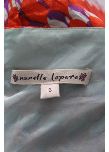 NANETTE LEPORE Red Retro Print Bead Embellishment Double Strap Tank Blouse Sz 6
