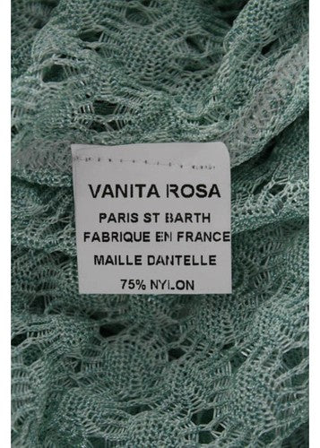VANITA ROSSA Green Nylon Knit Eyelet Lace Detail Long Sleeve Top Sz L
