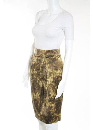 NWT J. CREW Animal Print Silk Pleated Front Detail Pencil Skirt SZ 4