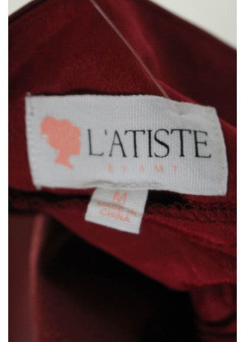 NWT L'ATISTE BY AMY Burgundy Sleeveless Open Back A Line Dress Sz M $115
