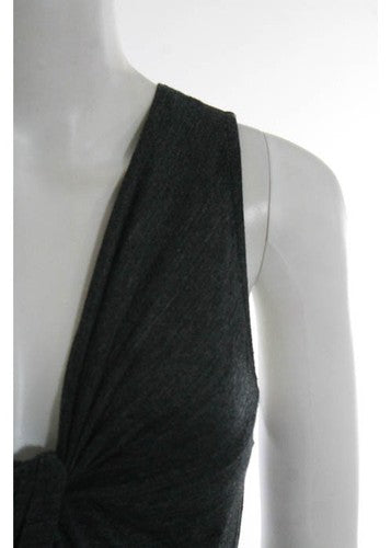 J.CREW Dark Gray Knotted Front Empire Waist Knit Tunic Dress Sz S