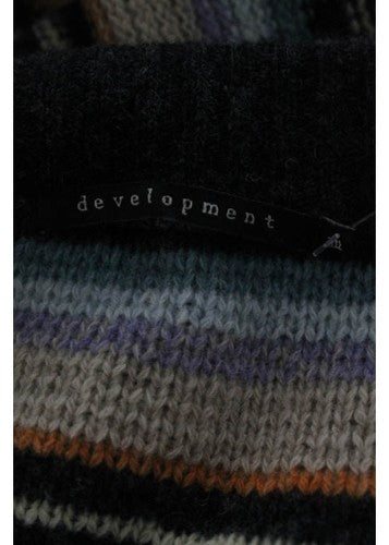 DEVELOPMENT Charcoal Wool Striped Metallic Sequined Sash Cardigan Sz M