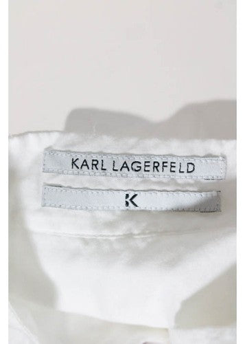Karl Lagerfeld White Sheer Cotton 3/4 Sleeve Button Down Top Size European 42