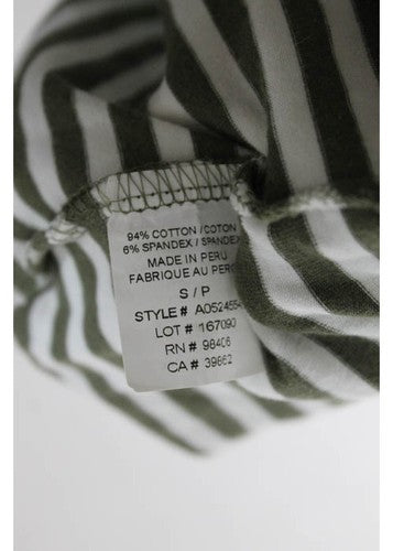 THEORY Green White Cotton Striped Short Sleeve Shift Dress Sz S