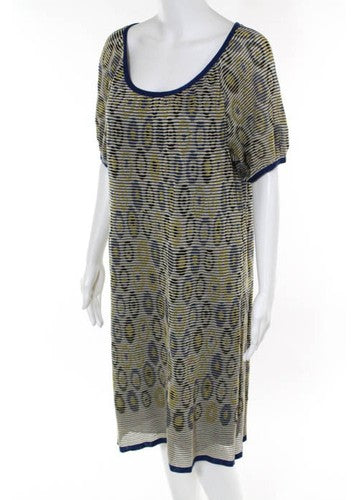 M MISSONI Multicolor Short Sleeve Abstract Print Knit Dress Sz 6