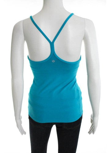 Lululemon Turquoise Nylon Stretch Knit Sleeveless Athletic Top Size 2
