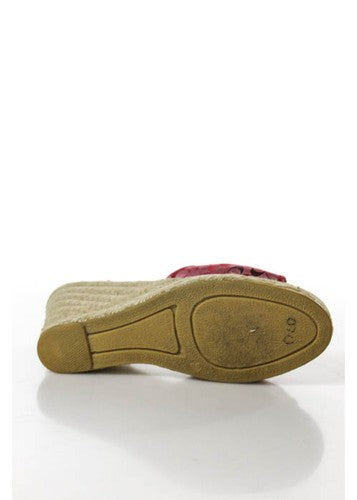 AUTH COACH Pink Monogram Espadrilles Heel Slip On Wedges Sz 6