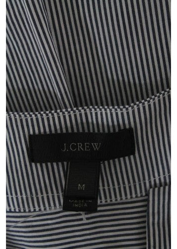 J.CREW White Navy Blue Striped Long Sleeve V Neck Blouse Sz M