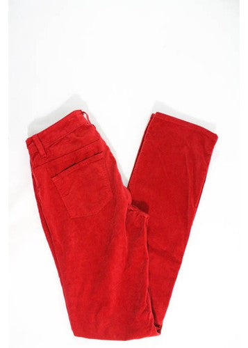 Current Elliot Red Cotton Corduroy Slim Straight Leg Trousers Slacks Size 27