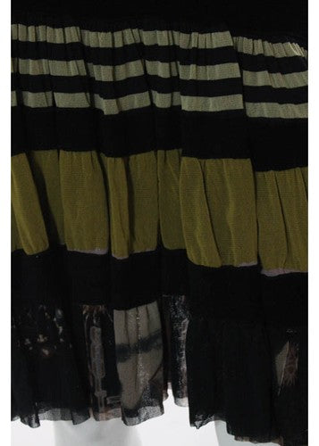 JEAN PAUL GAILTIER MAILLE FEMME Multi Color Abstract Tiered Strapless Top Sz S