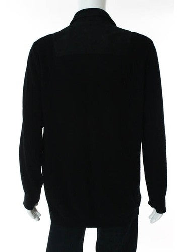 ALEXANDER WANG Black Suede Knit Long Sleeve Button Down Sweater Sz IT 50