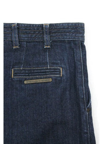 NWT STELLA MCCARTNEY Blue Cotton Pleated Cropped Capri Jeans Sz IT 36