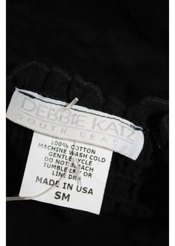 DEBBIE KATZ Black Cotton Ruched Cinched Waist Straight Leg Casual Pants Sz S