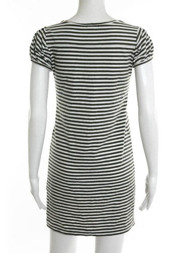 THEORY Green White Cotton Striped Short Sleeve Shift Dress Sz S