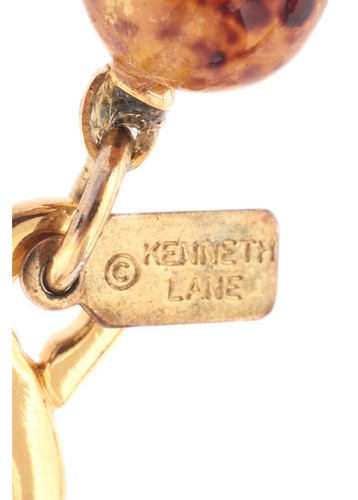 Kenneth Jay Lane Brown Spotted Resin Beaded Strand Hook Necklace