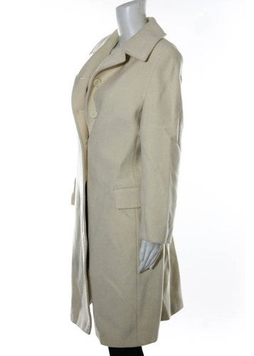 ELEONORA AMADEI Ivory Notched Collar Button Down Long Sleeve Jacket SZ IT 44