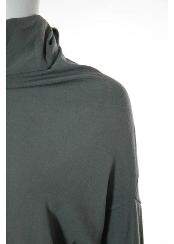 LEE ANDERSON COUTURE Gray Solid Long Sleeve Ribbed Trim Mock Sweater Dress Sz OS
