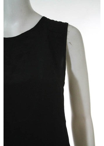 AARON ASHE Black Silk Sleeveless Round Gold Tone Button Detail Blouse Sz XS
