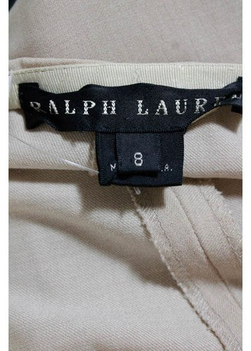 RALPH LAUREN Beige Flat Front Straight Leg Dress Pants Sz Us 8